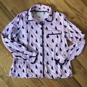 Kate Spade Flannel Notch Collar PJ Top